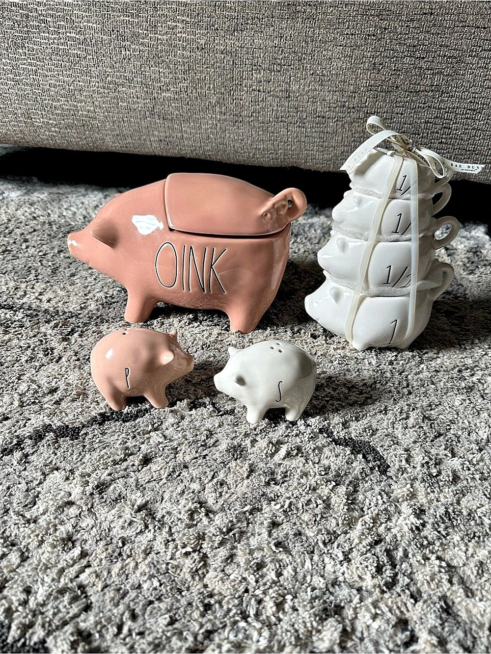 Rae Dunn OINK Pink Pig Farmhouse Set